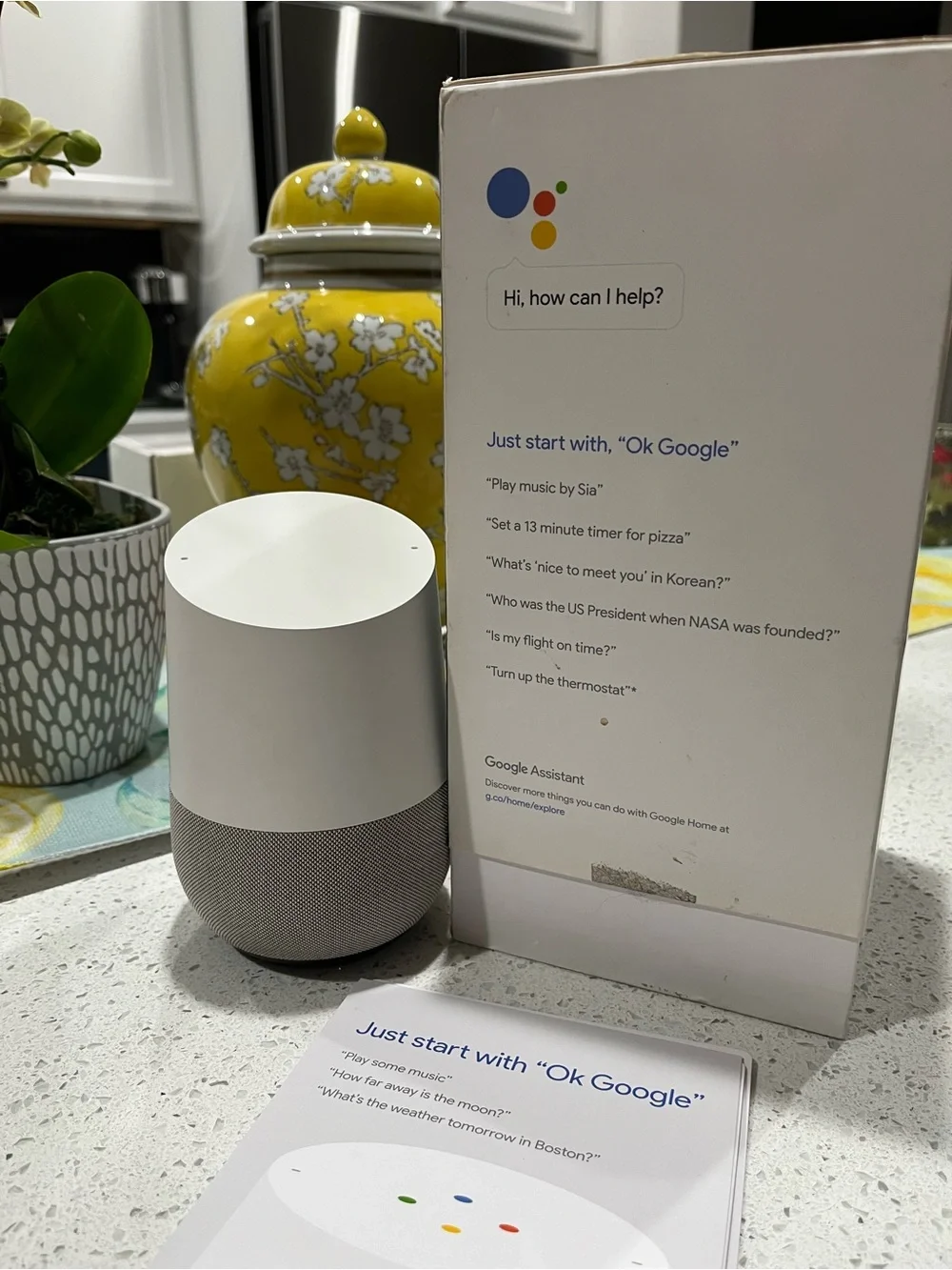 Google Home Smart Assistant White/Slate, US Version with Adapter  (GA3A00417A14)